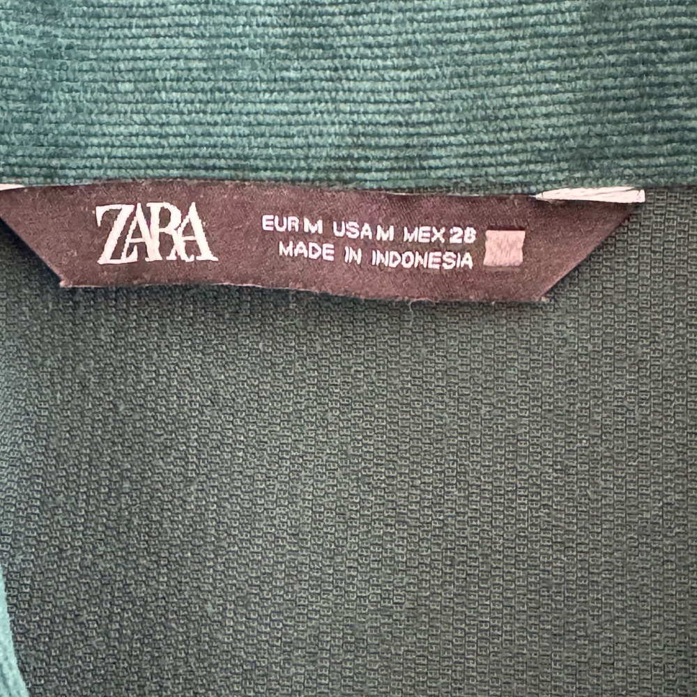 Zara Green Fine Wale Corduroy Shirt Size M - Picture 7 of 8
